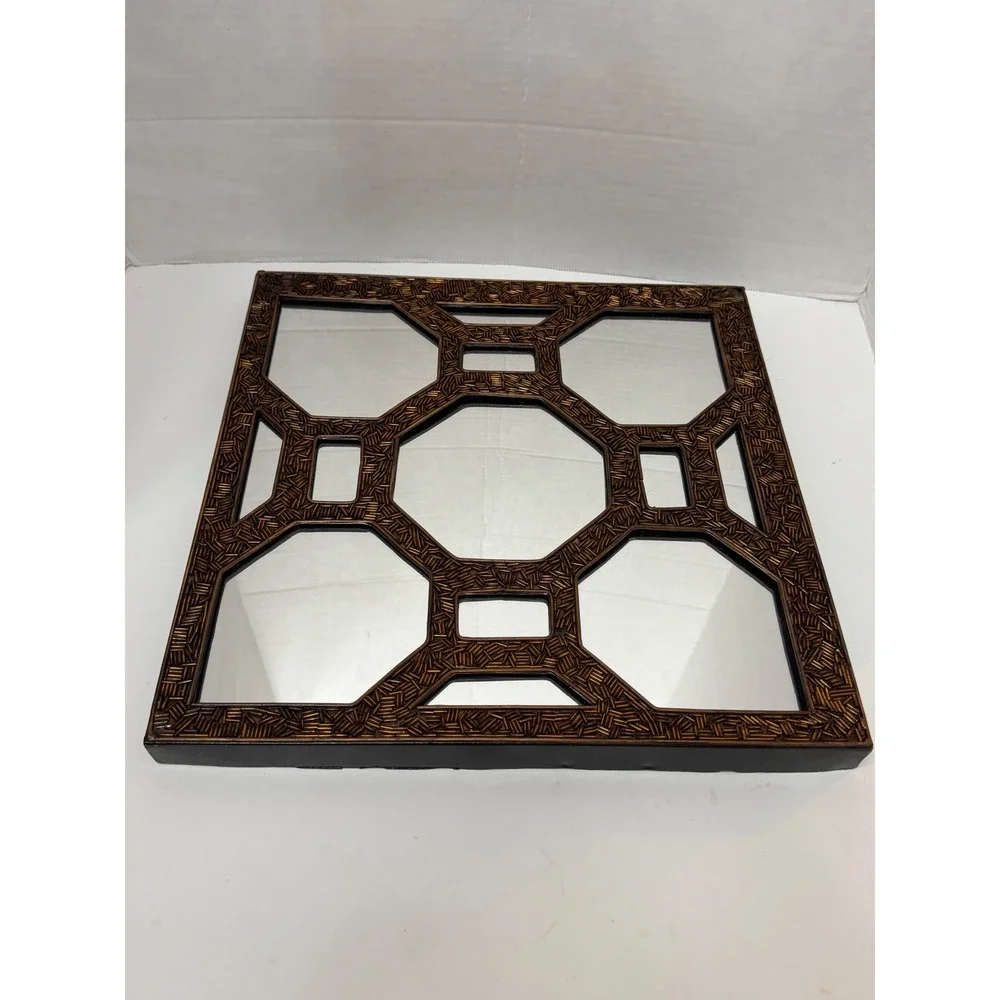 Pier 1 One Imports Mirror Square Seed Beaded Brown 14